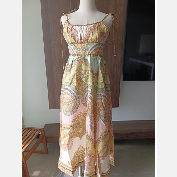 Zimmermann Maxine Picnic Spaghetti Strap Midi Dress - Picture 2 of 8